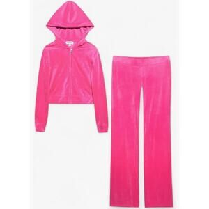 Juicy Couture Women's Bling Velour Tracksuit US X-Large Hot Pink